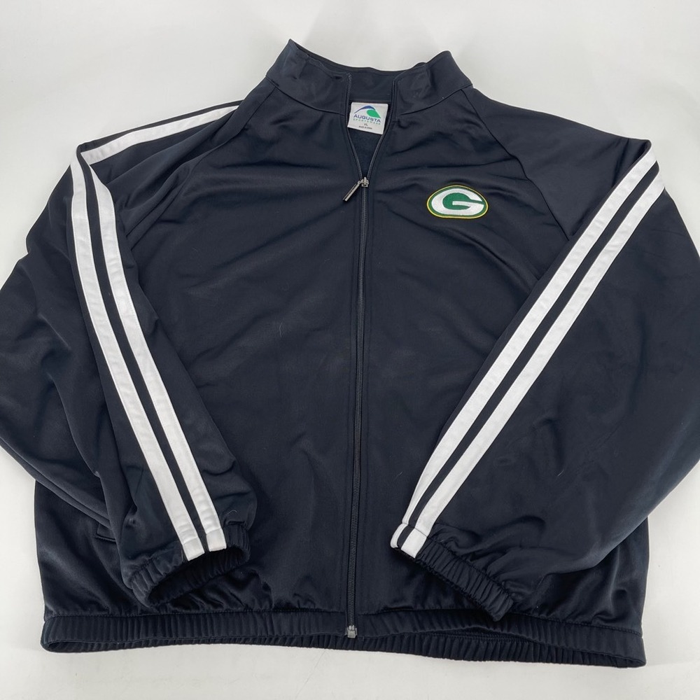 Green Bay Packers Track Jacket Mens Long Sleeve Black White Full Zip SIZE XL